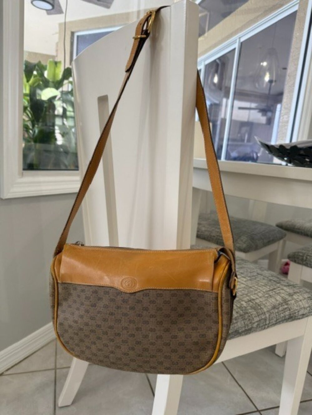 Gucci Micro GG Monogram Adjustable Shoulder Canvas Bag Beige Tan Crossbody Vtg - Picture 3 of 16